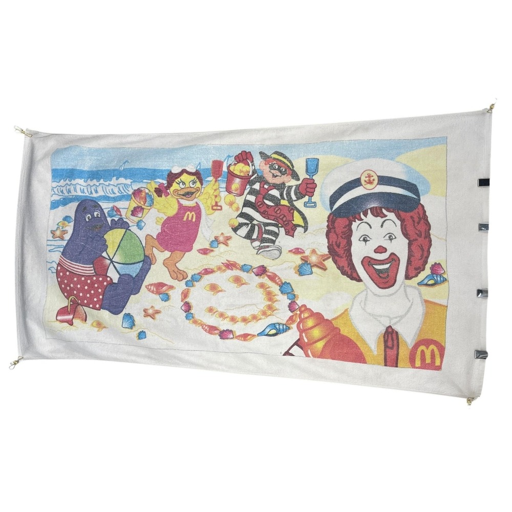 Vintage McDonalds Beach Towel Ronald McDonald Grimace Hamburglar Birdie Promo